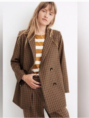 Madewell Caldwell Double-breasted Plaid Blazer Jacket size XSmall NWT